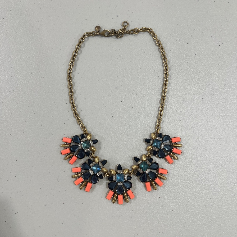 J.Crew Statement Necklace | Blue and Peach
